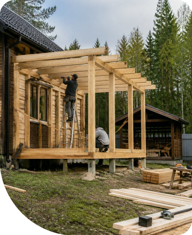 Строительство пристроек и построек на участке в Ельце