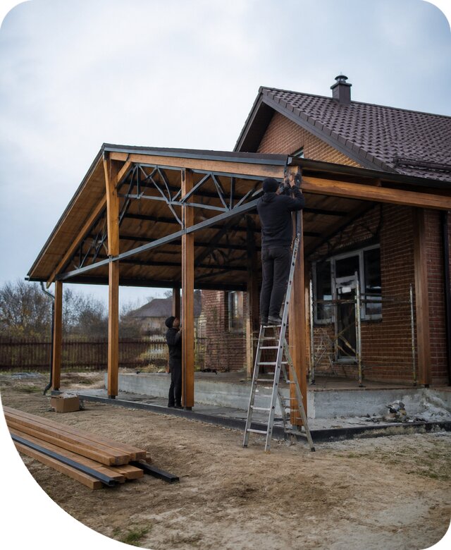 Пристройка навеса к дому и участку в Ельце под ключ