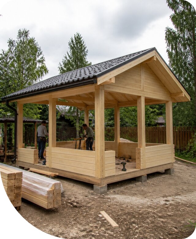 Строительство беседки из бруса в Ельце под ключ и недорого
